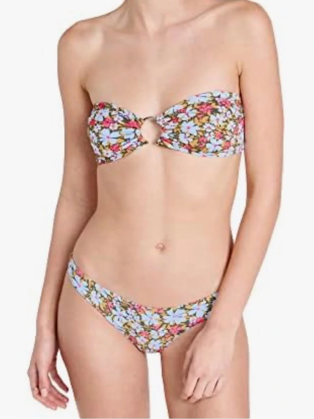 Maaji DitsyDuo Floral Stripe Halfmoon Bandeau Bikini 2 Piece Set